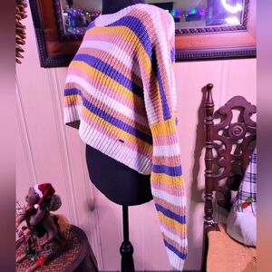 Hollister womens xs cropped slouchy sweater striped-multi colored
